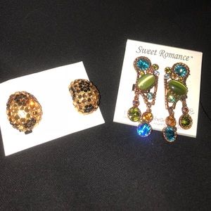 Clip on earrings, 2 pair